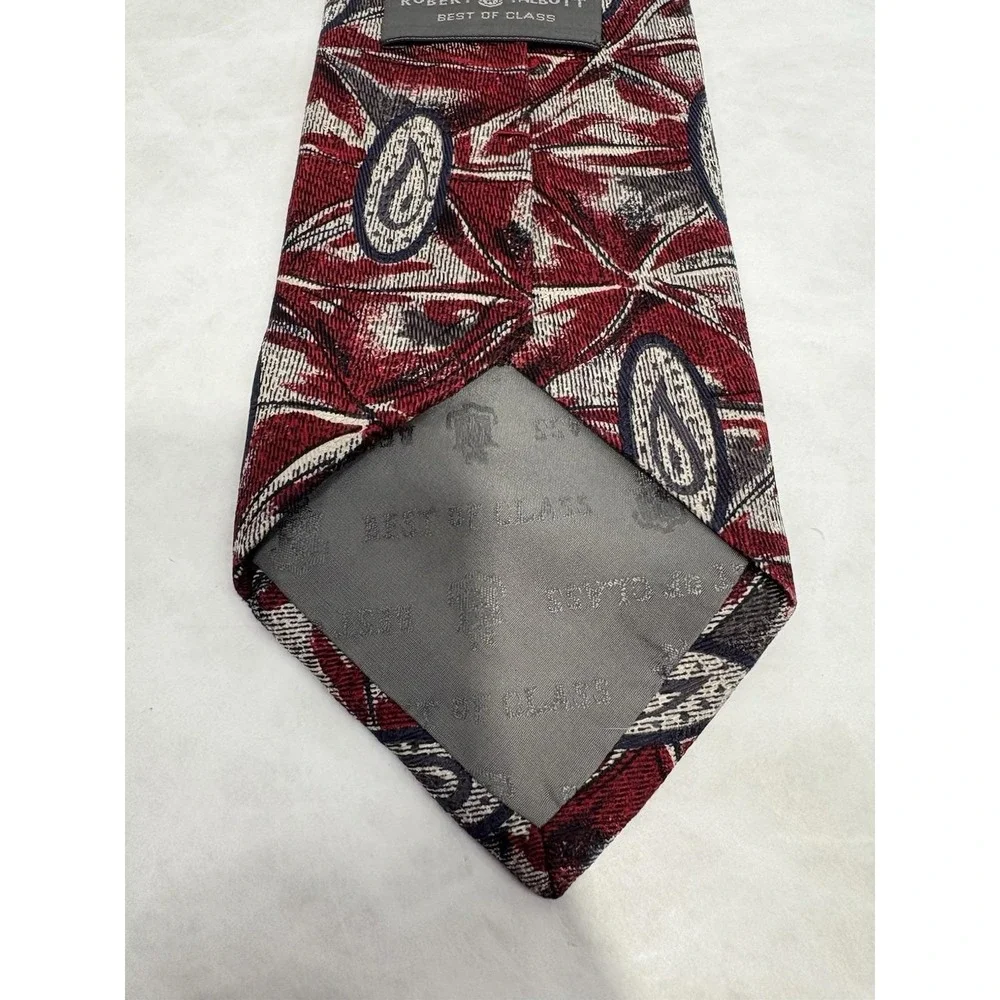 Robert Talbott Best of Class Silk Tie Red Paisley Geometric USA‎ Made 100% Silk
